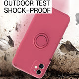 3 in 1 Soft Liquid Silicone Case Magnetic Ring Holder for iPhone Series