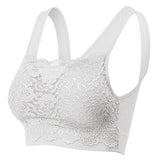 Women's Seamless Lace Bra Top with Front Lace Cover Sports Bra