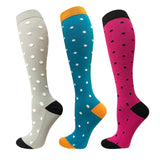 3 Pairs Colorful Knee-High Compression Socks for Women & Men