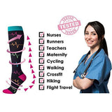 Knee-High Compression Socks Heart Pattern Sports Nylon Stockings for Women & Men