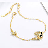 Charm Glitter Unicorn Star 925 Sterling Silver Gold Chain Bracelet