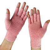 Pink Compression Fingerless Gloves Provide Arthritic Hand Joint Pain Relief