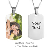 Custom Pictures Photo Personalized Color Engrave Name Plate Necklace
