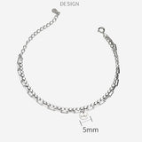 Double Layer Charm 925 Sterling Silver Chain Bracelet Lucky Plate