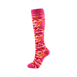 Knee-High Compression Socks Color Camouflage Sports Nylon Stockings for Women & Men