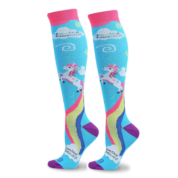 Unisex Animal Cartoon Nylon Sports Compression Socks Knee-High Stockings