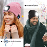 Unisex LED Torch Beanies with Bluetooth Headphones