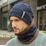 Men Winter Warm Scarf and Knitted Hat Beanies