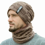Men Winter Warm Scarf and Knitted Hat Beanies