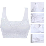 Women's Seamless Lace Bra Top with Front Lace Cover Sports Bra