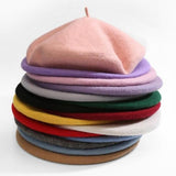 Vintage Solid Wool Slouchy Beret Hat Plain Cap Winter Beanie