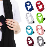 Women Infinity Loop Solid Color Jersey Scarf with Hidden Zipper Pocket